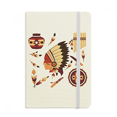 DIYthinker Indian Federschmuck Native American Notebook Stoff Hard Cover Klassisches Journal Tagebuch A5 A5 (144 X 210mm) Mehrfarbig