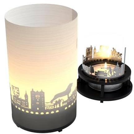 13gramm Motivkerze-Halter - Magische Motivkerze mit Stadt-Silhouette und Skyline für beeindruckendes Schattenspiel - Ideales Souvenir für Braunschweig Fans