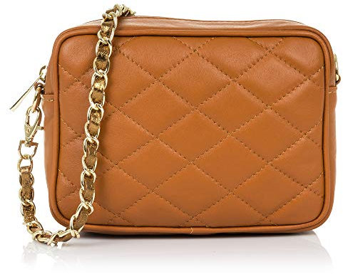 FIRENZE ARTEGIANI. Cleopatra Sac à bandoulière en cuir véritable matelassé pour femme. Sac bandoulière pour femme. Fabriqué en Italie. Vera Pelle Italiana. 19,5 x 8 x 15 cm, Cuir, Utilitaire
