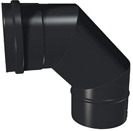 COUDE 90° ANGLE DROIT EVACUATION FUMEE RACCORDEMENT EMAILLE NOIR POUR TUBAGE CONDUIT CHEMINEE POELE Ø 80 mm