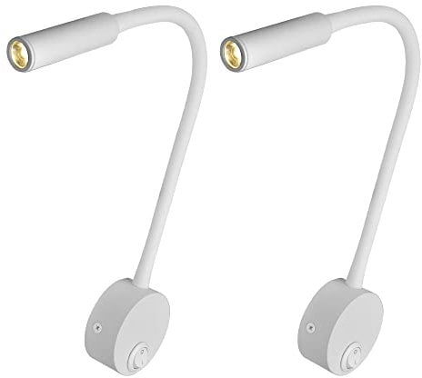 Artpad Faretto 2 pezzi, lampada da comodino con illuminazione bianca calda, morbida da notte da lettura minimalista montata su parete da 3 W con interruttore a pulsante