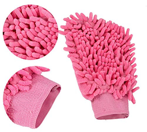 szaerfa Microfibre Voiture Cuisine Ménage À Laver Gant De Nettoyage Microfibre Mitt Multicolore (Red Rose)