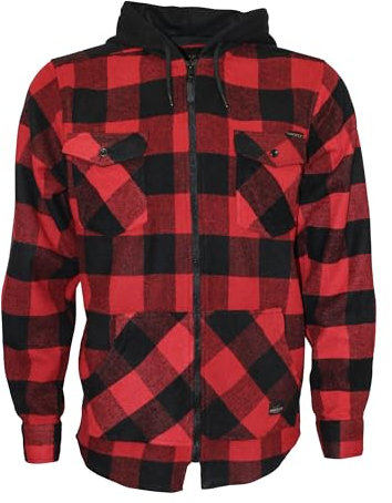 ROCK-IT Apparel® Chemise à Carreaux en Flanelle à Manches Longues pour Hommes avec Capuche Chemise de bûcheron Chemise à Carreaux qualité supérieure Chemise décontractée Chemise S-5XL Noir/Rouge 4XL