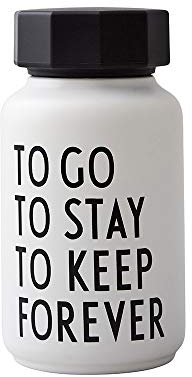 Design Letters Vacío/Botella aislada, pequeña (Blanco) - Aspiradora de doble pared sin BPA, acero inoxidable, diseño nórdico, ideal para uso en movimiento, 330 ml, 204 g