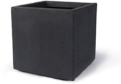 Köhko® Blumenkübel aus Fiberglas Pflanztopf 26x26x26 cm dunkelgrau Quadrat