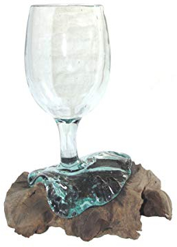 Spezial Wein - Glas Weinkelch auf Wurzelholz Trinkglas Dekoglas Designer-Glas Unikat spezielle Geschenkidee