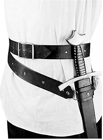 Schwertgürtel Mittelalter Retro Leder Schwert Frosch Gürtel Schwerthalter Doppelt Wrap Echt Leder Schwertgürtel mit Verstellbaren Trägern Leder Schwert Frosch (Freie Größe)