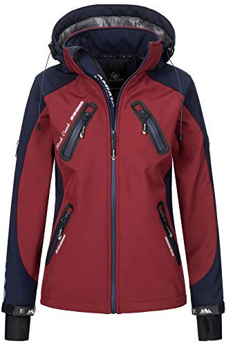 Rock Creek Damen Softshell Jacke Windbreaker Regenjacke Übergangsjacke Softshelljacke Damenjacke Regenmantel Outdoorjacke Kapuze D-441 Weinrot 4XL