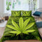 3D Hanfblätter Bettwäsche-Set Cannabis Sativa Bettwäsche Set 200x200cm Grüne Pflanze Betten Set für Kinder Jungen Mädchen Teenager 3St.Reißverschluss Mikrofaser