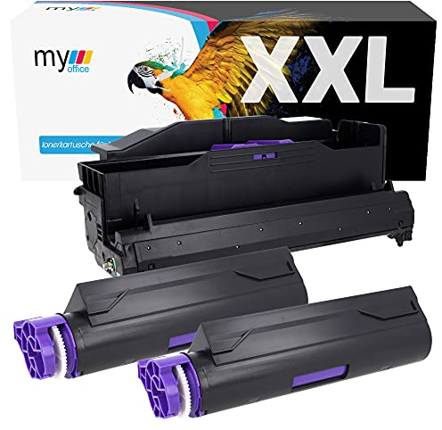 MYOFFICE 2X 45807106 und 1x 44574302 Tonerkartusche und Trommel für Oki B412 B432 B512 MB472 MB492 MB562 Kompatibel Schwarz Drucker 7000 Seiten Toner und 25000 Seiten Trommel