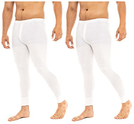 Heat Stoke®️ Men's Thermal Long John Trouser Warm Base Layer Black Charcoal S,M,L,XL,XXL (UK, Alpha, M, Regular, Regular, Pack of 2 Long John White)