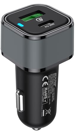 Nevox KFZ Ladegerät USB-C PD 30W & USB-A QC 3.0 – 48W Schnellladegerät Auto Adapter für iPhone, Samsung, Google Pixel, iPad, Powerbank & USB-C Notebooks – 12V/24V Schwarz