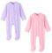 BINIDUCKLING Baby-Jungen Mädchen Schlafanzug - 2-Wege-Reißverschluss, Baumwolle, mit Füßen, 2er-Pack - Baby Schlafstrampler für Neugborene 0-3 Monate, Lila&Rosa
