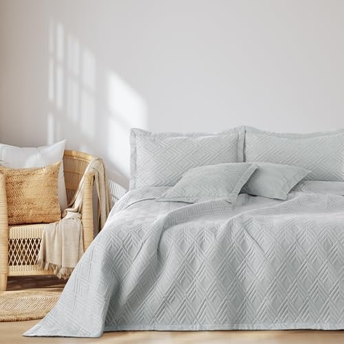 AmeliaHome Tagesdecke 220x240 cm Bettüberwürf zweiseitig Ultrasonic Steppung Polyester Ophelia Silber
