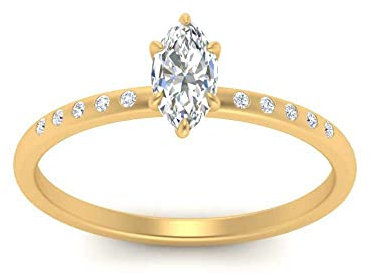 55Carat Bague de fiançailles épars sertie Fine Lunette plaqué Or Jaune Zircon cubique créé Marquise façonner Bagues de fiançailles en Pierre latérale réglage de la Broche Taille 50