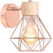 iDEGU Applique Murale Industrielle Design Cage en Métal Lampe Murale Bois Décoration Ajustable Vintage Luminaire Interieur pour Chambre Couloir Salon, 16CM (Style-B Or Rose 1Pack)