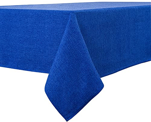 BALCONY & FALCON Rectangle Tablecloth, Wrinkle Resistant and Water Proof Table cloth, Decorative Linen Fabric Tablecloths for Dining, Parties, Kitchen, Wedding and Outdoor Use (Royal Blue, 145x300cm)