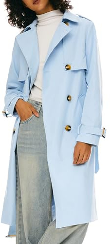 Orolay Damen Übergangsmantel 3/4 Länge Doppelreihiger Trenchcoat Revers Jacke