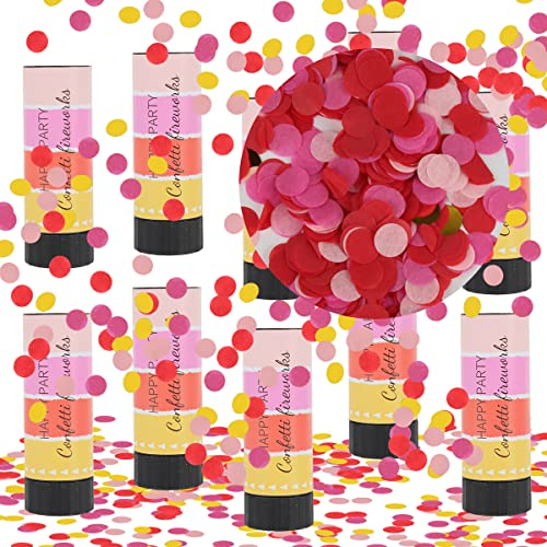 Konfettikanone, Taozoey 10 Stück Handheld Konfetti Poppers, Konfetti Kanone Biologisch Abbaubar, Konfetti Shooter, Papier Konfettikanonen Poppers, für Hochzeit, Geburtstag, Babyparty, Party (Rot)