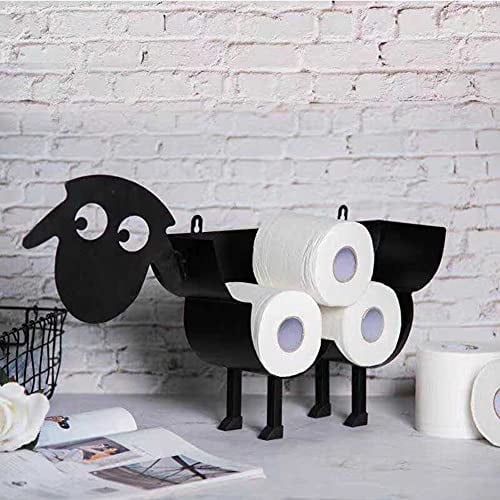 Fiorky Porte-papier toilette fantaisie en forme de mouton en métal - En forme de chien mignon - Porte-papier toilette sur pied - Porte-rouleau de papier toilette - Accessoires de rangement pour