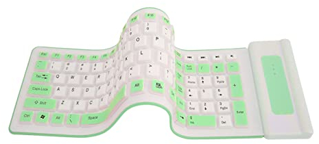 Jectse Faltbare Silikon-Tastatur, 103 Tasten, 2,4 G, Drahtlose Tastatur, wasserdichte Rollup-Tastatur mit USB-Empfänger, Tragbare Computertastatur für PC-Laptop (Cyan)