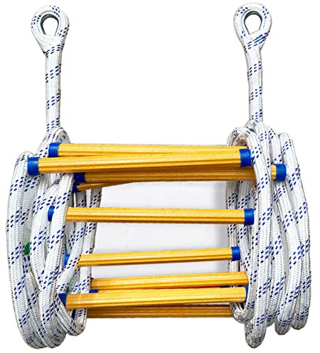 Fire Escape Rope Ladder for Window and Balcony, Safety Ladders Flame Resistant Rescue Ladder Reusable Emergency Ladders for Home with Hook,3m/10ft