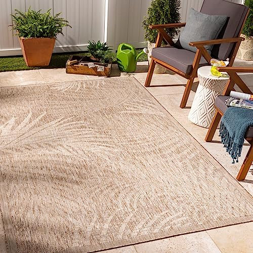 Surya Outdoor Teppich wetterfest, Morenos - In und Outdoor Teppich für Balkon 200x275 cm, Terrasse, Garten, Küche - Outdoor Teppich Boho Style, Teppich für draußen - Teppich Beige