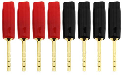 8pcs Connecteurs à Broches de Haut-parleur 2mm Plaqués Or à Vis Type Fiches Bananes pour Connecter les Câbles de Haut-parleur Accessoires Audio (4 Rouges et 4 Noirs)