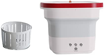 Mini Lavadora 4.5L Gran Capacidad Fácil Operación 3 Engranajes Lavadora de Plástico Plegable para Calcetines (Rosa)