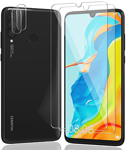 AnnhanT Protector Pantalla para Huawei P30 Lite, Cristal Templado 3 Piezas y Protector de Lente de cámara 3 Piezas - 9H Dureza Antiarañazos, Antihuellas, Sin Burbujas