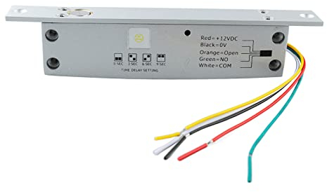 Serrure électrique à pêne Dormant DC12V, Serrure électrique à pêne Dormant 5 Lignes avec 4 temporisations, Serrure électrique à pêne Dormant pour Portes étroites (Déverrouillage Hors Tension)