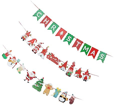 YARNOW 3 STK Ziehfahne Aus Weihnachtspapier Weihnachtsdekoration Zum Aufhängen An Der Wand Foto-Requisite Für Weihnachtsfeiern Frohe Weihnachten-Banner Hängende Fahnen Weihnachtsbaum