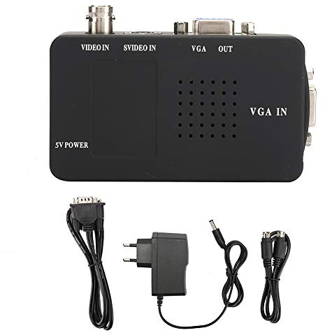 flexman Convertitore Video da BNC a VGA, Adattatore Convertitore da BNC a Vga Compatibile con LCD CRT, Convertitore Video da BNC a Vga HD con AV/S per Console di Gioco Dvd PDP