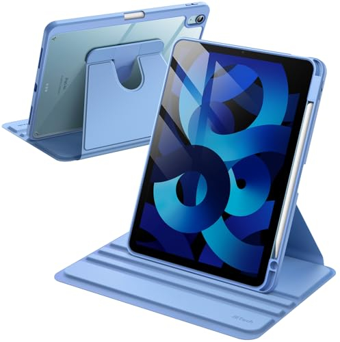 JETech Funda Giratoria para iPad Air 11 Pulgadas M3/M2 (2025/2024), iPad Air 5/4 (2022/2020 Modelo) con Soporte para Pencil, Carcasa Soporte Rotación de 360 Grados Protectora (Cielo Azul)
