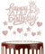 Happy 13th Birthday Cake Toppers, Rose Gold Cake Cupcake Toppers for Cake, Glitter Heart Stars Cake Toppers, Birthday Gift, Personalised Cake Toppers for Women Girls 13th Birthday Cake Decorations