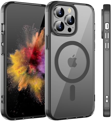 HGH Magnetisch Hülle für iPhone 12/12 Pro kompatibel mit Magsafe, Transparent Handyhülle für iPhone 12/12 Pro Vergilbungsbeständig für Dünn Transparent Hülle für iPhone 12/12 Pro Case (Schwarz)
