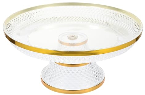 IMIKEYA Bol À Fruits En Verre Avec Base En Or Bord En Verre Gâteau Dessert Plat De Service Bol Sur Pied Transparent Pour Anniversaire Mariage Fête De