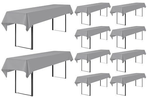 Showgeous 10 Stück Biertisch Tischdecke universal für 50cm u.70cm Biertische Hussen für Biertisch Biertischhussen Biertisch-Husse Bierzeltgarnitur Rechteckige Tischdecken Waschbar 100x250cm(Hellgrau)