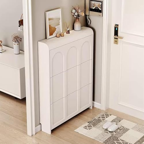 ZJGFCB Schuhschrank Für Den Eingangsbereich, Schmaler Schuhschrank, Schuhaufbewahrungsschrank, Schuhschrank Für Den Flur, Mit 3 Klappschubladen, Für Den Eingangsbereich(Size:50cm,Color:24cm)