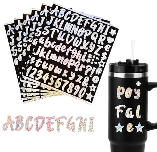 6st Namensaufkleber für Stanley Cup, Wasserfest Vinyl Buchstaben Aufkleber Personalisiert Alphabet Buchstabenaufkleber für Trinkbecher Wasserflaschen für 30oz 40oz Cup Topper Deckel