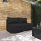 KATERYY 2-TLG. Garten-Lounge-Set mit Kissen Poly Rattan Schwarz,LoungeSet für den Garten: Modulares PolyrattanSofa mit bequemen Kissen in Schwarz