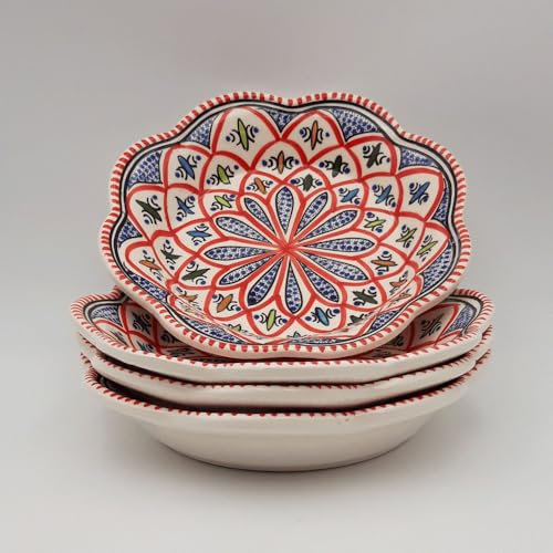 Juego de 4 platos hondos flor Bakir rojo - D 23 cm