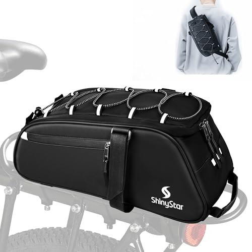 ShinyStar Fahrradtaschen für Gepäckträger, 8L Gepäckträgertasche, Wasserdicht Fahrrad Radfahren Rücksitztasche, Multifunktionale 2-In-1 Gepäckträgertaschen mit Regenschutz Reflektierend