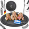 KESSER® Columpio nido, columpio redondo, diámetro de 120 cm, soporta hasta 300 kg, con cojín y 4 asas, ajustable, para interior y exterior, para niños y adultos, antracita