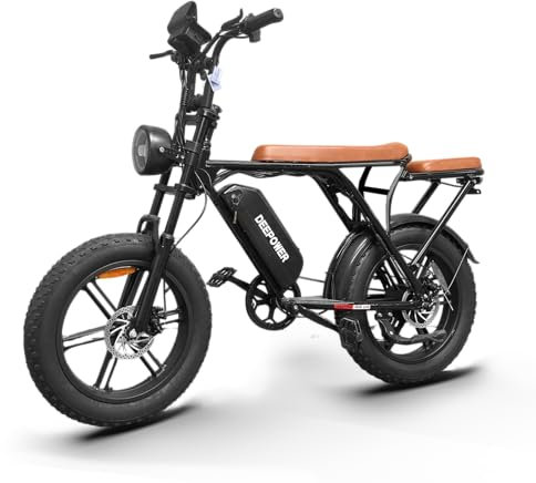 DEEPOWER Bici Elettrica, 20 Bicicletta Elettrica, Batteria 48 V 20 Ah Rimovibile, Chilometraggio 80 KM(PAS), Luci Doppie, Bici Elettrica Uomo (20Ah)