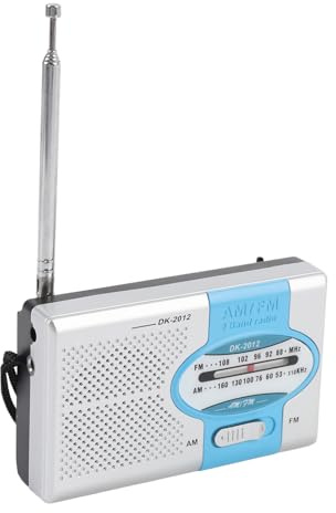 Tragbares AM -FM -Radio, Pocket Transistor Radio mit Lautsprecher und Kopfhörerbuchse, Kleiner Vintage AM FM Shortwave -Radios, Batteriebetriebene Batterie für Senioren ältere (Silber Blau)