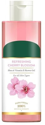 Advanced Organics Refreshing Cherry Blossom Shower Gel – 200ml | Enriched with Shea Butter & Vitamin E | Gently Cleanses & Hydrates | For Soft, Glowing Skin
