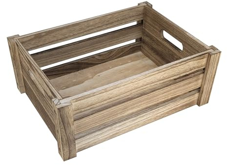 ARTAWEIN Holzkisten Paulownia, rustikal, handgefertigt, mit Griffen, langlebig, große Holzkisten für Display-Dekoration, Braun