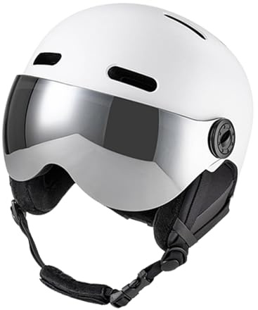 Jectse Casco de Nieve con Gafas, Almohadillas para los Oídos, Casco para Deportes de Invierno, Visera Desmontable para esquí y Snowboard, Ventilación óptima y Protección contra Impactos, Material
