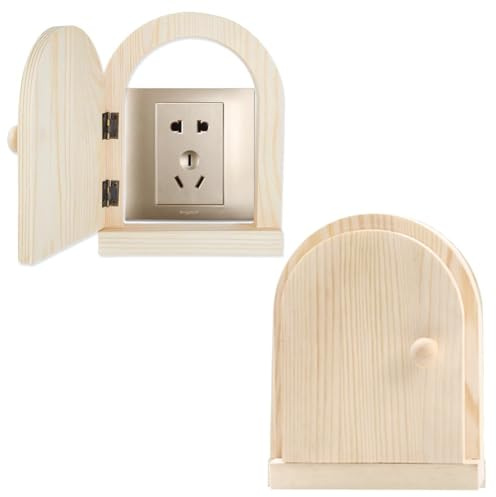 SUPERFINDINGS Wood Door Outlet Cover Plate 16.2x12.4cm Light Switch Cover Guard Proof Outlet Covers Self-Adhesive Outlets Covers for Household Switch Protection in Bedrooms Kitchen Bathrooms,White